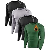 Orrfreer 4 Pack Thermal Compression Shirt for Men Fleece Lined Long Sleeve Athletic Undershirt Base Layer Cold Weather