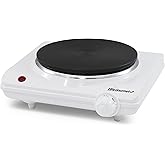Elite Gourmet ESB-301F Countertop Single Cast Iron Burner, 1000 Watts Electric Hot Plate, Temperature Controls, Power Indicat