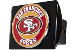 NFL Black Metal Hitch Cover with 3D Colored Team Logo by FANMATS - Unique Roundel Molded Design - Easy Installation on Truck, SUV, Car - Ideal Gift for Die Hard Football Fans