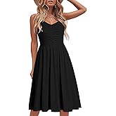 YATHON Casual Dresses for Women Sleeveless Cotton Summer Beach Dress A Line Spaghetti Strap Sundresses with Pockets