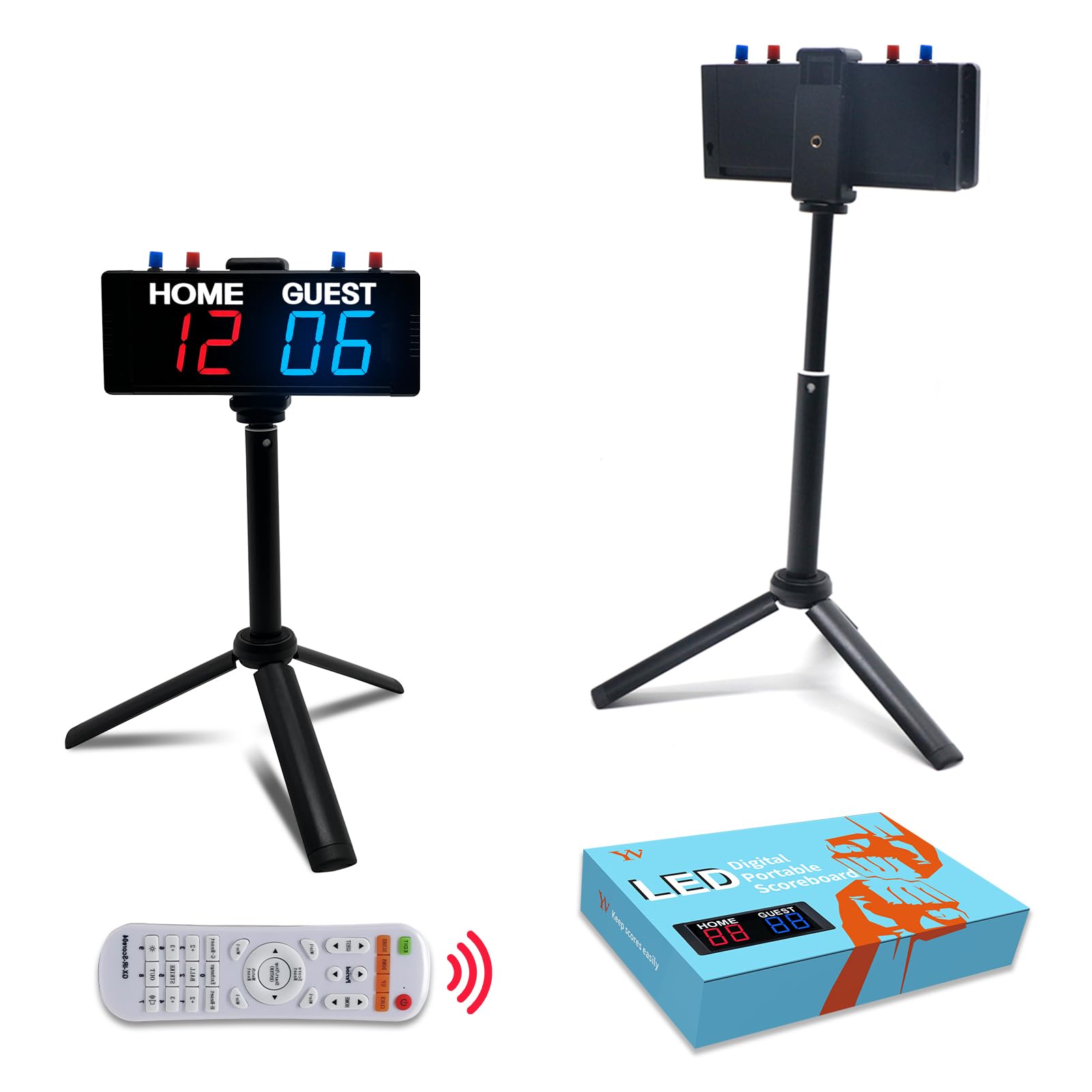 Photo 1 of YZ Battery Powered Scoreboard Clock Timer with Buttons, Portable Digital Scoreboard with Remote, Electronic Scoreboard with Stand, Cornhole Score Keeper for Outdoor Yard Games/Shuffleboard/Pickleball