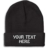 Winter Hat Beanie for Men & Women Custom Personalized Text Acrylic Skull Cap Hat