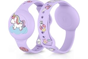 Vancle Air Tag Bracelet for Kids, Waterproof Cute Cartoon Air Tag Wristband for Air Tag Holder, Adjustable Anti Lost Wristban