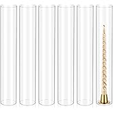 6 Pcs Hurricane Candle Holder Sleeve, H:14" D:2.5" Bottomless Glass Cylinder Candleholder Tall Clear Glass Cylinder Open Both Ends, Chimney Tube Cover, Open Ended Candle Shade
