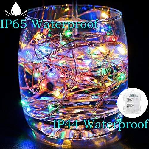 B-right Copper Wire String Lights 200 LED Waterproof Fairy String Lights with Remote, 8 Modes Battery Powered Decorative String Lights for Bedroom Garden Festivals (2 Packs)