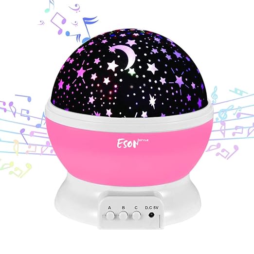 Esonstyle Wiederaufladbare 360 Grad Drehende Nachtlicht Projektor Baby Musical Mond und Himmel Licht mit 12Licht Musik für Ba