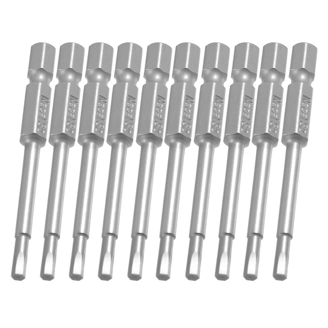 Sourcingmap 10 Pcs 1/4" x 65mm x 3.5mm x 3mm Magnetic Hex Hexagon Screwdriver Bits Gray