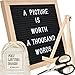 Venture Scout Felt Letter Board - 10x10 inch Oak Frame with Black Felt - Set Includes 364 Changeable White 3/4 Letters and Characters, Drawstring Canvas Bag, Adjustable Wood Stand, and Craft Scissors