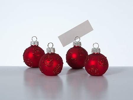 Segnaposto Natalizi Amazon.Set Di 8 Segnaposto Sfere Per Albero Di Natale Rosso Scuro Nome Porta Biglietti Memo Clip Palle Di Natale Albero Palline Amazon It Casa E Cucina