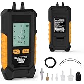 Manometer, Dual-Port Manometer HVAC Gas Pressure Tester with 7 Adapters, 6 Units Switch, Data Hold &amp; Backlit Display Screen, -100 to 200 kPa, Portable Design, PT503