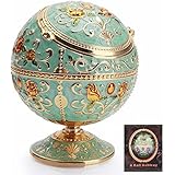 K COOL Windproof Ashtray with Lid Metal Portable Cigarettes Ashtray for Outdoors Indoors Hand Stamped Pattern Smoking Ashtray Fancy Gift for Men Women(Jade Green)