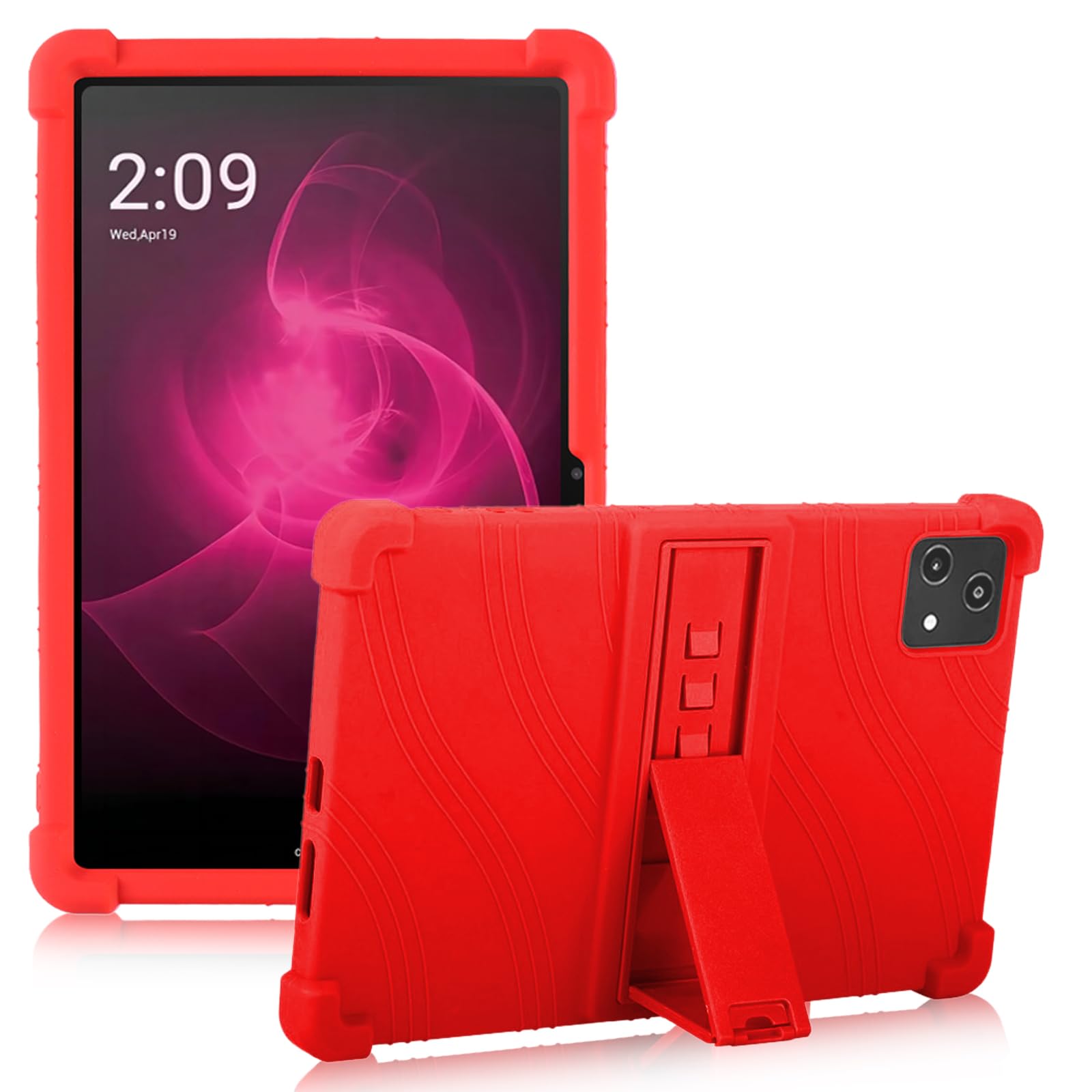 Photo 1 of ATOOZ Silicone Case for T-Mobile Revvl Tab 5G Tablet 10.36 Inch,Revvl Tab 5G 10.36 Case for Kids with Adjustable Bracket (Red)