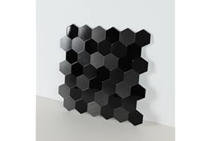 Miscasa Hexagon Peel & Stick Backsplash | Black Self-Adhesive Kitchen & Bathroom Wall Tiles | 12 Tiles