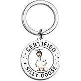 Lervuh Funny Silly Goose Keychain Certified Silly Goose Gag Gifts for Coworkers Friends Funny Keychains for Men Women Novelty Keychains for Teen Girls Boys Christmas White Elephant Gifts for Adults