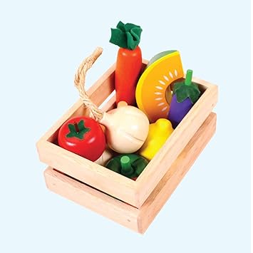 Brainsmith Wooden Vegetable Crate -Brainsmith -Life Skills -Creativity Building - Kitchen Set - Birthday Gift - Child Safe Toys - 3+ Years - Wooden Play Vegetables - Play Food - Kitchen Toys