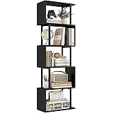 Gadroad 5-Tier Bookshelf, Narrow S-Shaped Geometric Bookcase,Modern Freestanding Display Shelves, Book Shelf Unit for Living 
