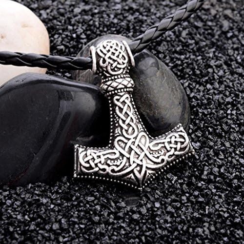 Hot Sale Hammer Necklace MITIY Hammer of Thor Mjolnir Pendant Necklace Nordic Scandinavian Viking Hammer Pendan (❤️, Silver)