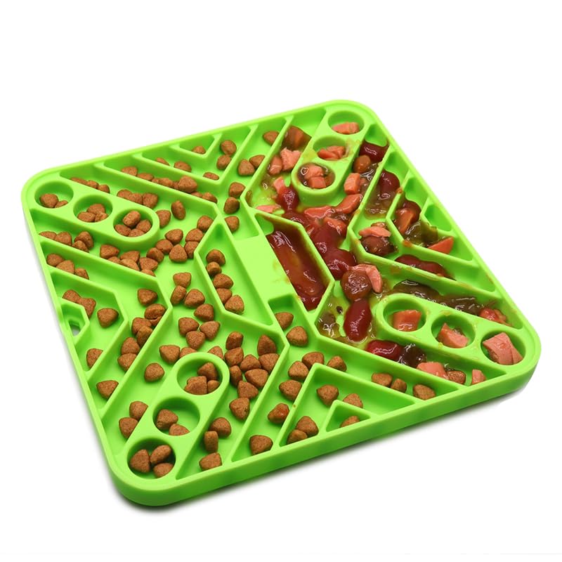 Doweiss Anti Sling Dog Cat Bowl Anti Sling Bowl Cats Insertion Feeding Bowl Anti-Slinging Bowl for Dogs and Cats Slow Feeder (Green)