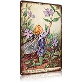 Flower Fairy Wall Decor Vintage Metal Tin Signs Fairy Garden Accessories - The Periwinkle
