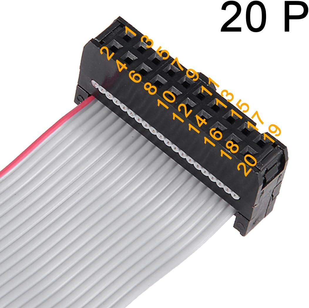 sourcing map IDC 20 Pins Connector Flat Ribbon Cable Female Connector Length 30cm 2.54mm Pitch,5pcs, Red, 25mm / 0.98-inch - Image 4