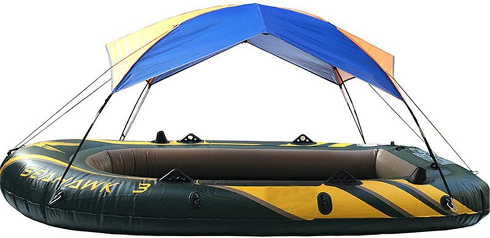 Mexidi Inflatable Kayak Awning Canopy, 2/3/4 Person Foldable Boat Tent Sailboat Awning Top Cover Fishing Tent Camping Sun Shade Shelter Rain Cover Kit No Boat Included (3 Person)