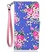 iPhone 8 Plus Wallet Case, iPhone 7 Plus (5.5 Inch) Case, JanCalm [Card/Cash Slots] [Wrist Strap] Design Dual- Use Flip Pattern Premium PU Leather Fold Wallet Pouch Cover + Pen (Purple and Flower)
