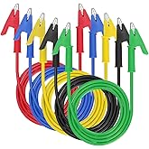 Sumnacon 5 Pack Alligator Clips Test Leads with Insulators Clips,Dual Ended Alligator Clips Electrical Wires with Jack Copper Clamps,Flexible Alligator to Alligator Clip for Electrical Testing