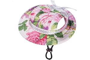 MaruPet Round Brim Princess Hat Visor Hat Pet Dog Mesh Porous Sun Hat with Ear Holes for Small, Extra Small Dog Teddy, Pug, Chihuahua, Shih Tzu, Yorkshire Terriers, Papillon Flower S