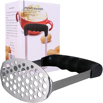 Starchef Stainless Steel Masher Ricer with Soft Handle Black