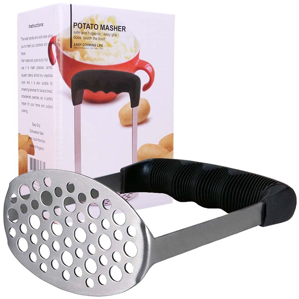 Starchef Stainless Steel Masher Ricer with Soft Handle,Fruit & Vegetable, Potato Ricer Masher(Black)