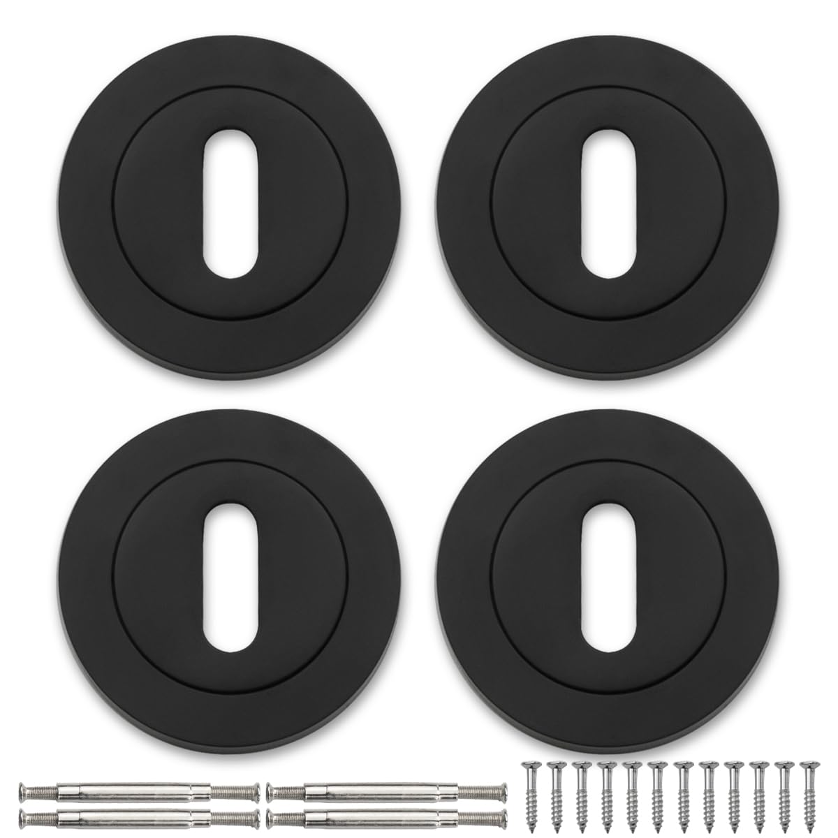 Bwintech 2 Pair 52MM Matt Black Keyhole Escutcheon Keyhole Cover