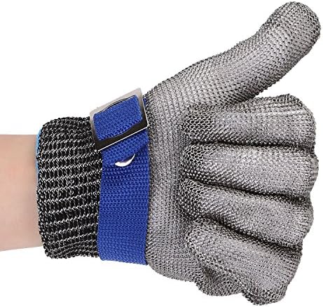 OCGIG Ambidextrous Safety Cut Proof Stab Resistant Stainless Steel Wire Butcher Glove High Performance Level 5 Protection,Size XXL