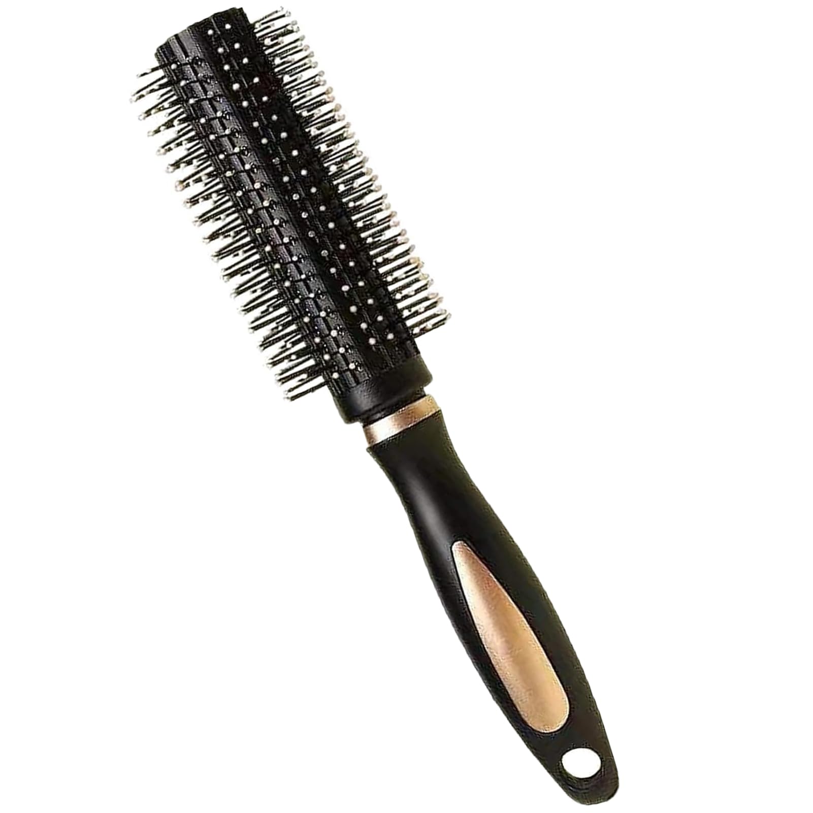 Ajinacious Round Hair Curling Brush, Professional Styling Tool for Women, Men, Kids - All Hair Types, Black