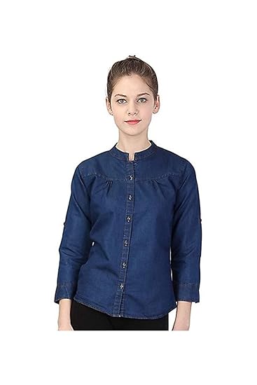 ladies light blue denim shirt