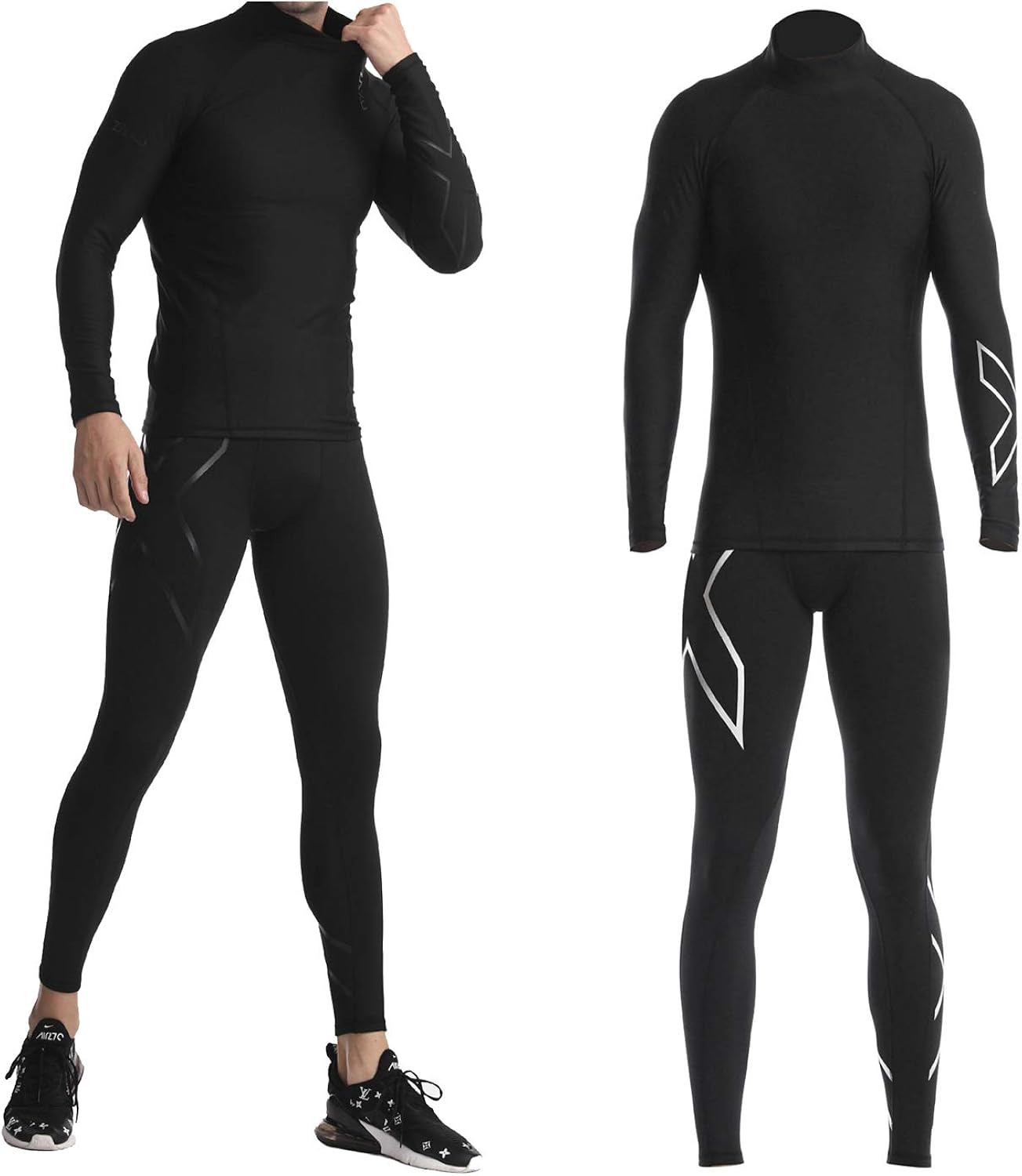 Men's Thermal Suit Black Quick-Drying Warm Long-Sleeved Trousers for ...