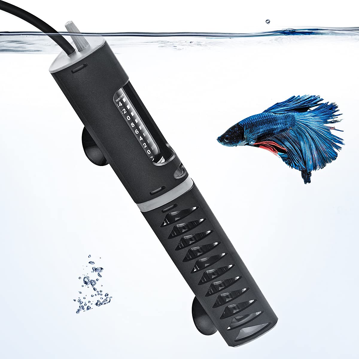 PYPABL Adjustable Aquarium Heater with Protective Cover, 25W 60W 100W 120W Submersible Heater Thermostat for 5L-115Litres Fish and Turtle Tank (120W for 50-115L)
