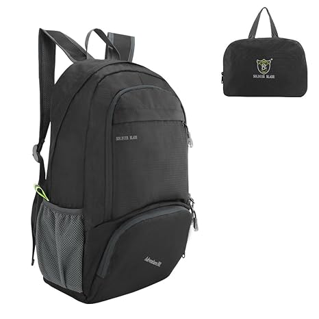 SueH Design 30L Wasserabweisender Daypack, Leichter Rucksack für Outdoor, Faltbar, Schwarz