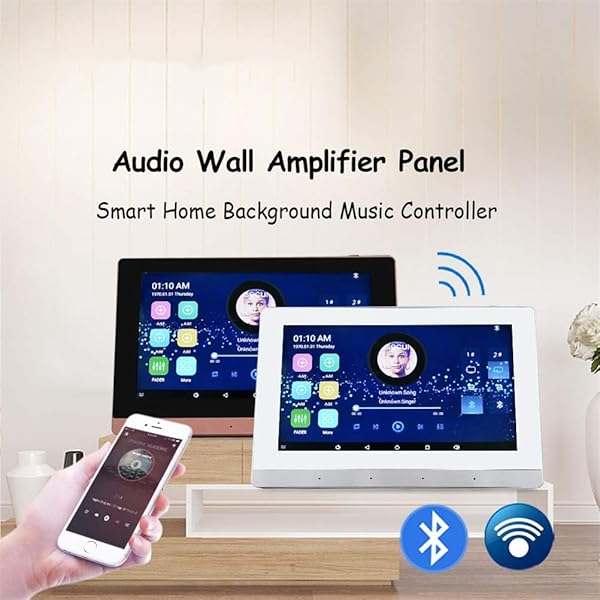 WUHUAROU WiFi Bluetooth Pantalla Tctil En La Pared Amplificador Android Audio 7Smart Home Msica De Fondo Sonido Estreo Color White