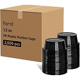 Karat [2500 ct] 1.5 oz Portion Cups - Polypropylene Condiment Cups for Dressings, Sauce, Souffle, Jello Shots Containers | Black FP-P150-PPB"