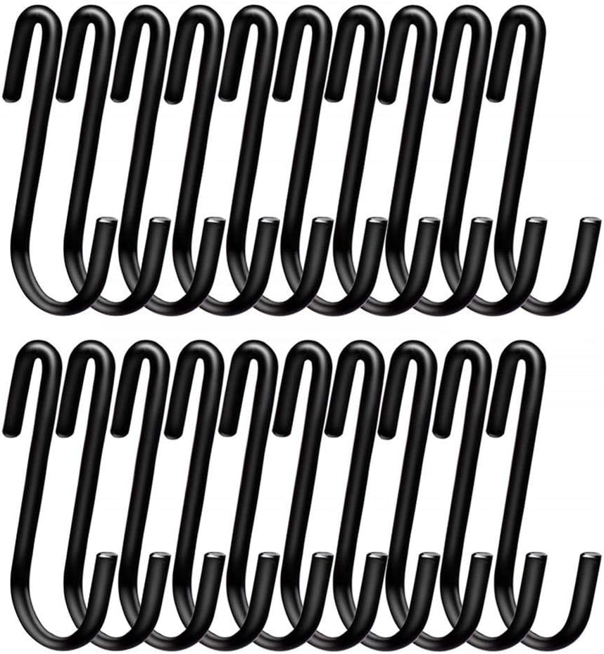 20 x Haken zum Aufhängen rund S in Hakenform aus Stahl Heavy Duty Haken in Schwarz zum Aufhängen