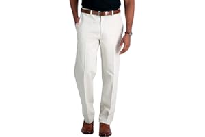 HAGGAR Mens Work to Weekend Hidden Expandable Waist Classic Fit Flat Front Pant