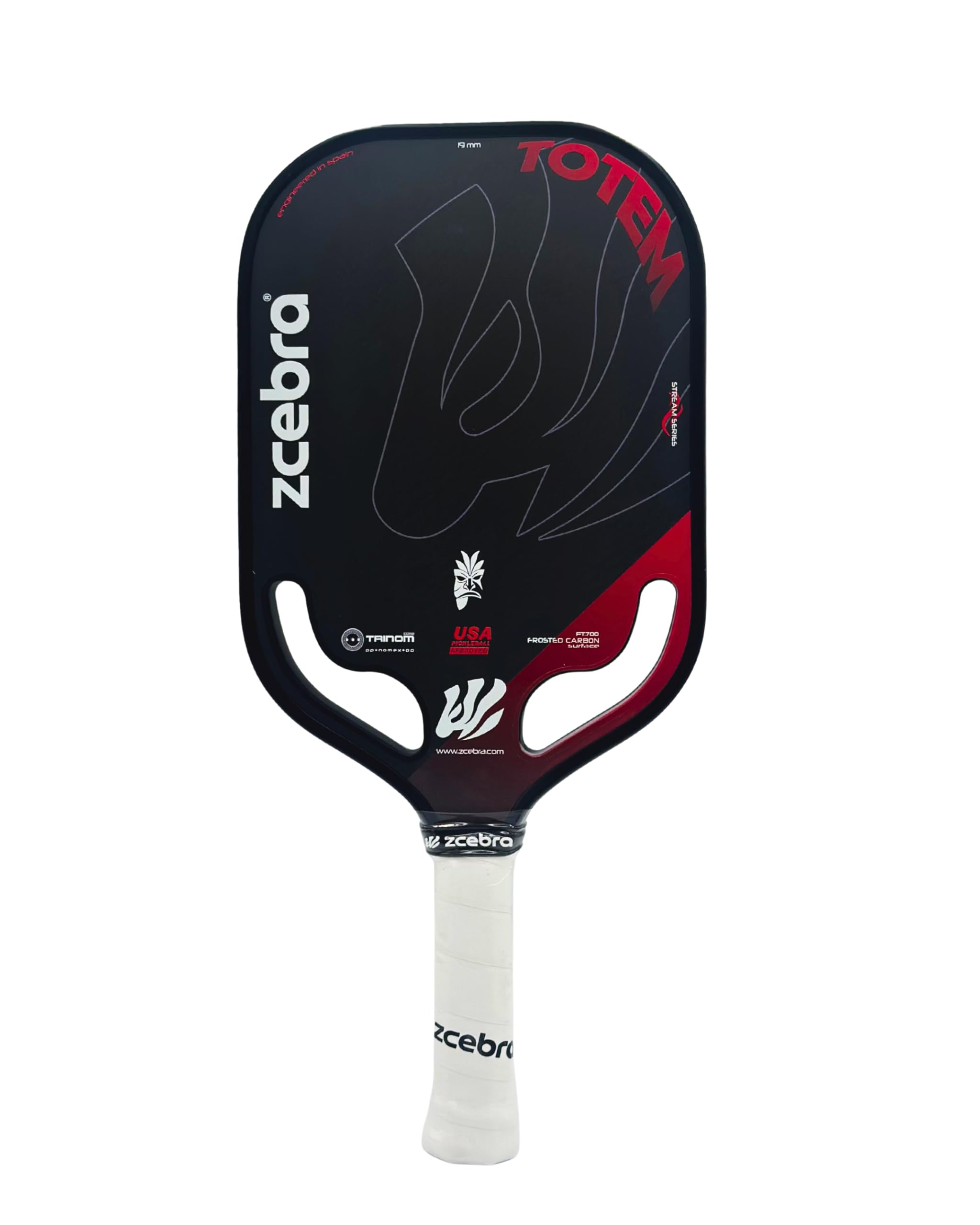 Zcebra Totem TRINOM Carbon Fiber Pickleball Paddle 3 Layers 19 mm Dynamic Throats USA Pickleball Approved