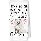 ArtisaEura Pomeranian Funny Dog Dish Towels for Kitchen- A Kitchen is Not Complete Without A Pomeranian Dish Waffle Weave Hand Towels,Dog Lovers Gift,16×24 Inch
