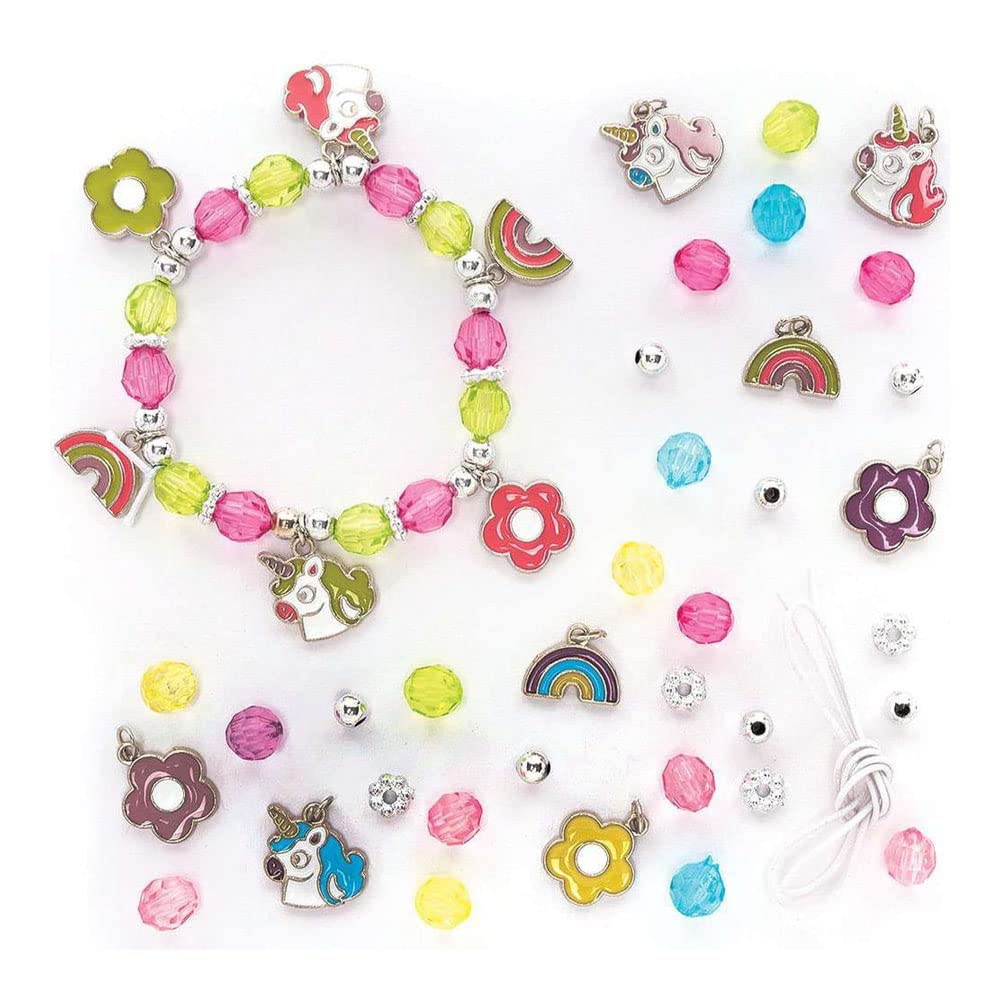 Baker Ross Unicorn Charm Bracelet Kits - Pack of 3, Kids Jewellery Making Craft Kit (FC365), Assorted