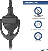 UAP Victorian Urn Door Knocker 6 Inch Bolt Through Self Adhesive Fixings Black view 4