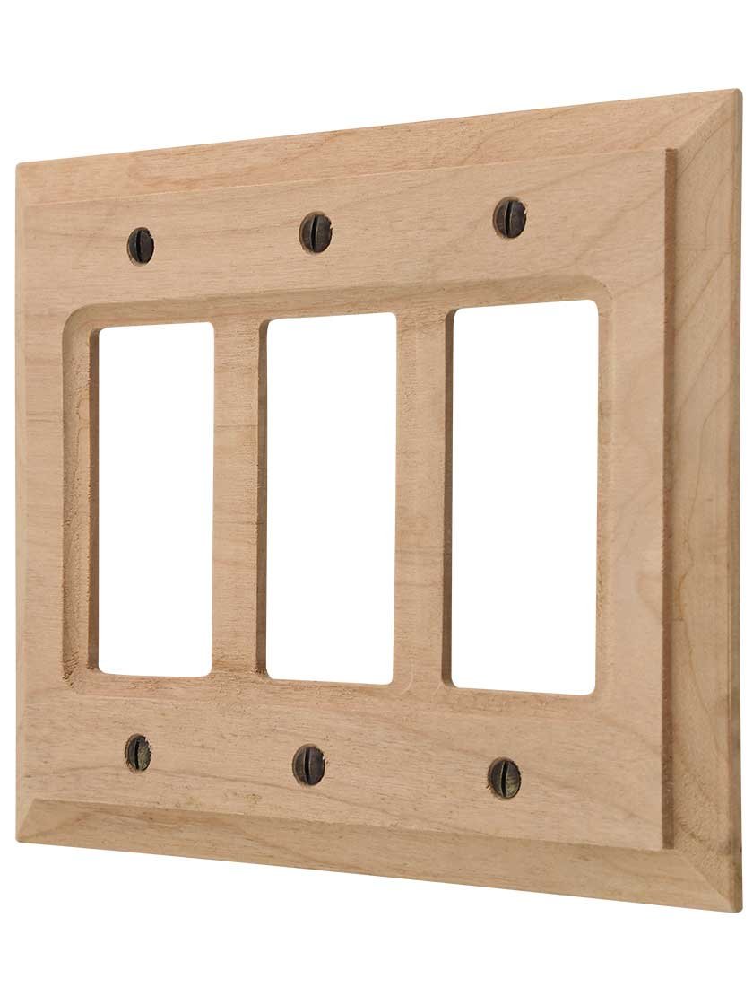 Photo 1 of AMERELLE 180RRR Baker Triple Rocker Unfinished Wood Wallplate