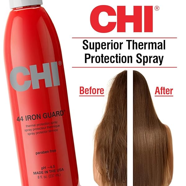 CHI 44 IRON GUARD THERMAL PROTECTION SPRAY, NOURISHING FORMULA HELPS RESIST HEAT DAMAGE TO HAIR & TAME FRIZZ, CLEAR, 8 OZ