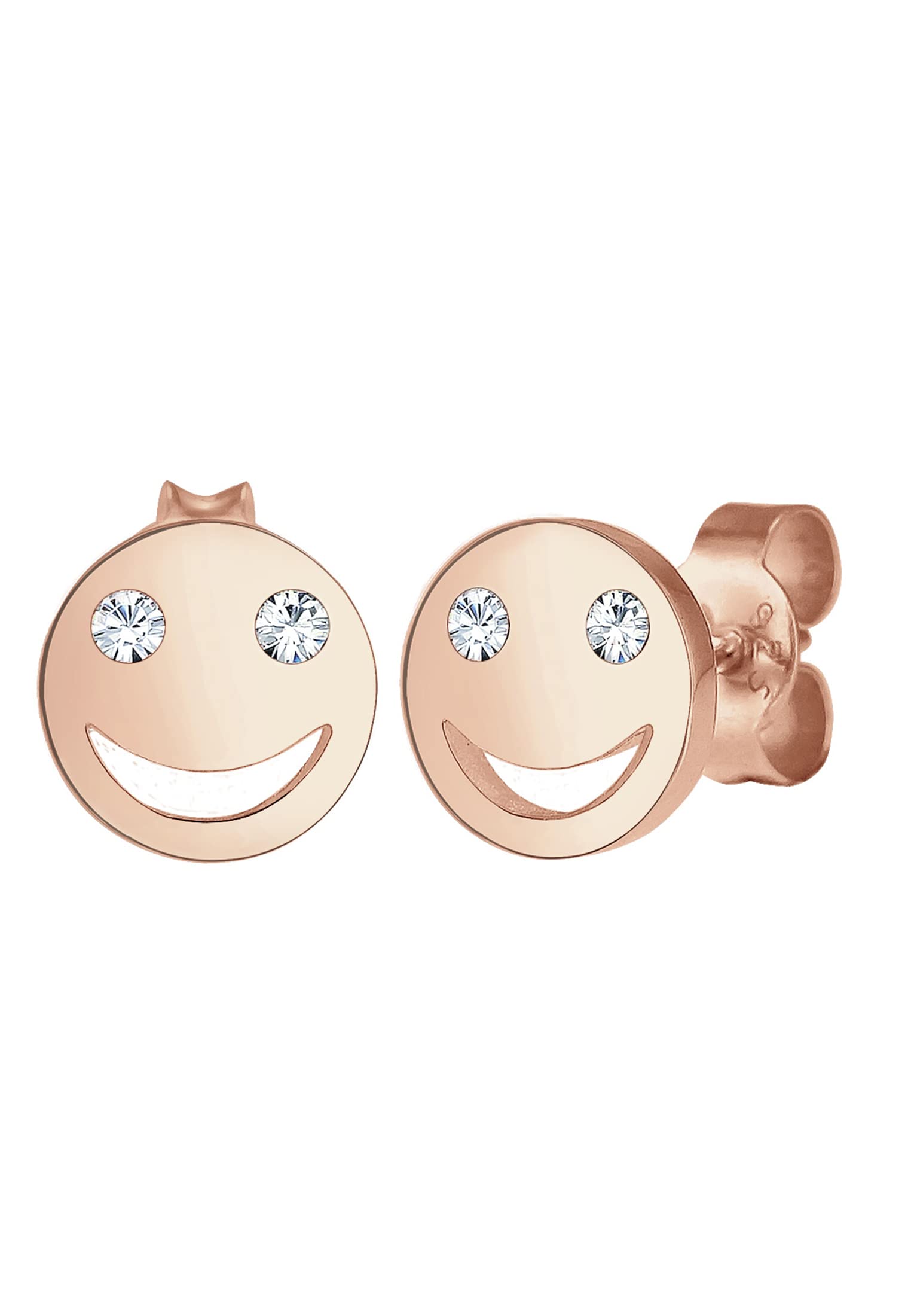 Elli Earrings Emoji Smiley 925 Sterling Silver Rose Gold Plated — image 1