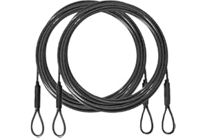 MI METTY 3.3mm (1/8 Inch) Outdoor Travel Stainless Steel Security Cable-3ft Luggage Lock Safety Wire Flexible Steel Wire Rope with Double Loop Safety for Luggage, Bike, Lock(Balck*2, 3ft-(2Pack)