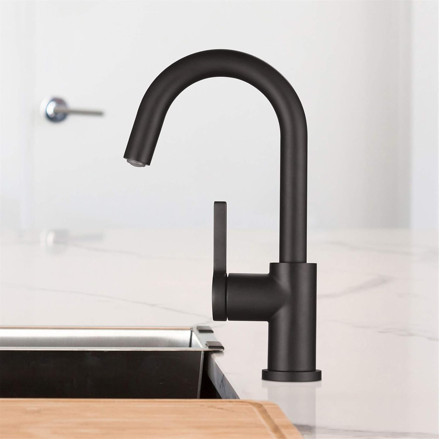 AguaStella AS1010MB Matte Black Bar Faucet or Prep Kitchen Sink Faucet with Single Handle - - 